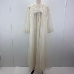 Vtg Gossard Artemis Sz S Double Chiffon Long Nightgown Peignoir Robe Gown Bridal